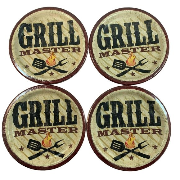 Grill Master Barbecue Party Paper Dessert Plates 6 7/8" 8 Ct Pkgs Lot of 4 USA - Picture 1 of 9